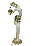 Gold White Water Pot Lady Fiber Glass Decor Figure s1849-7S
