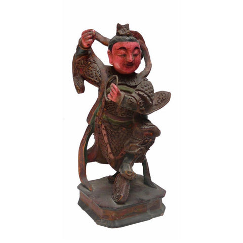 wood carved Guardian God statue