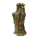 Vintage Metal Blue Yellow Enamel Cloisonné Fok Lok Shou Statue Set ws1893S