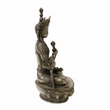 Chinese Distressed Marks Silver Color Metal Sitting Tibetan Tara Statue ws1701S