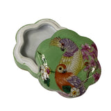 Apple Green Flower Bird Graphic Flower Shape Porcelain Box Container ws1558S