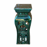 Ceramic Clay Green Square Tall Pedestal Table Flower Display Stand cs7005S