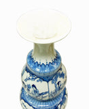 Chinese Handmade Gourd Shape Porcelain Blue & White Lady Portrait Tall Vase