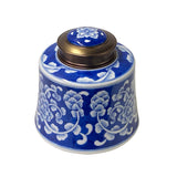 Oriental Handmade Blue White Porcelain Metal Lid Container Urn ws1745S