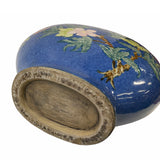 Chinese Last Night Blue Porcelain Flower Bird Round Flat Flask Vase ws1717S