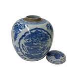 Hand-paint Treasure House Graphic Blue White Porcelain Ginger Jar ws1712S