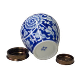 Oriental Handmade Blue White Porcelain Metal Lid Container Urn ws1719S