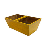 Chinese Village Wood Rectangular Mustard Yellow Handle Bucket ws1694S