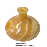 Natural Yellow Brown Stone Carved Fat Round Shape Display Vase ws1672S