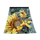 Large Rectangular Sun Flower Motif Graphic Wool Rug Carpet cs7529S