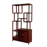 Tall Chinese Light Brown Stain Treasure Display Curio Cabinet Room Divider cs7285S