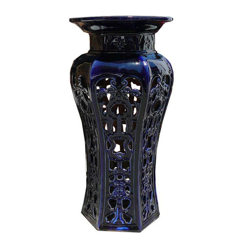 Hand Made Ceramic Clay Navy Blue Round Tall Pedestal Stand, Flower Display Stand vs147S Hand Made Ceramic Clay Navy Blue Round Tall Pedestal Stand, Flower Display Stand vs147S