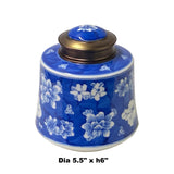 Oriental Handmade Blue White Porcelain Metal Lid Container Urn ws1718S