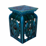 Chinese Ceramic Square Turquoise Green Knot Garden Stand Table cs7006S