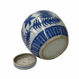 Oriental Hand-paint Leaves Graphic Blue White Porcelain Ginger Jar ws1707S