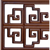 Chinese Brown Stain Geometric Pattern Wood Wall Art Twin Headboard cs7044S