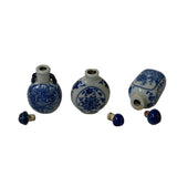 Set of 3 Handmade Blue and White Chinese Porcelain Snuff Bottles – Hand-Painted Decorative Collectibles for Home or Office Display ws2455S