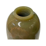 Natural Olive Green Brown Mix Stone Carved Round Display Vase ws1721S