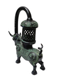 Chinese Green Black Ancient Ox Candle Display Vessel vs370S