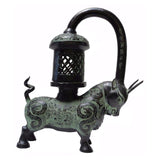 Chinese Green Black Ancient Ox Candle Display Vessel vs370S