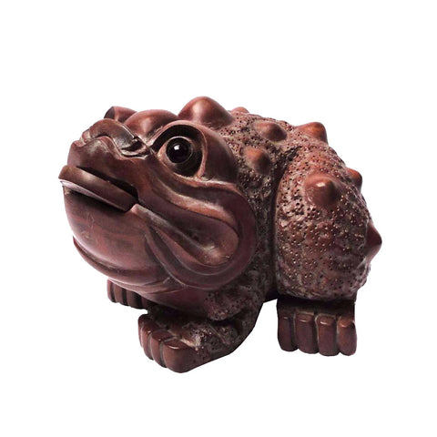 Boxwood Carved Chinese Fortune Toad, Money Frog Statue