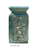 Chinese Ceramic Clay Turquoise Green Square Tall Pedestal Stand vs659S