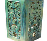 Chinese Ceramic Clay Turquoise Green Square Tall Pedestal Stand vs659S