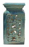 Chinese Ceramic Clay Turquoise Green Square Tall Pedestal Stand vs659S