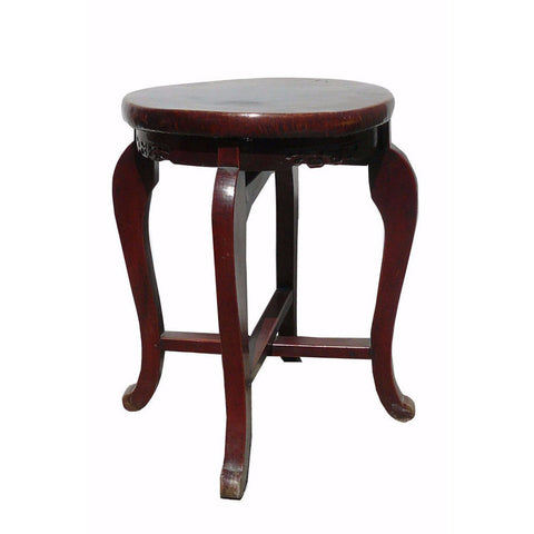 antique leather top round stool