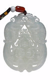 carved natural white jade plaque