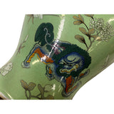 Chinese Crackle Avocado Green Color Foo Dogs Porcelain Temple Jar ws1697S