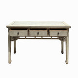 Chinese Distressed Off White 3 Drawers Side Pedestal Console Table cs6167S