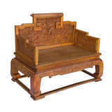 Chinese Huali Rosewood Dragon Carving Emperor Throne Style Armchair cs6981S