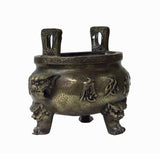 Chinese Oriental Rustic Bronze Color Metal Ding Display Figure ws1000S