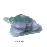 Chinese Green Purple Stone Fengshui Fortune Toad Display Figure ws1002S