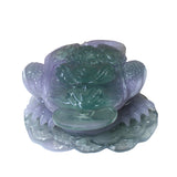 Chinese Green Purple Stone Fengshui Fortune Toad Display Figure ws1002S