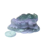 Chinese Green Purple Stone Fengshui Fortune Toad Display Figure ws1002S