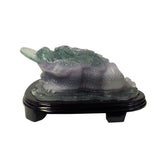 Chinese Green Purple Stone Fengshui Fortune Toad Display Figure ws1002S