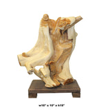 Chinese Cypress Wood Carved Irregular Shape Happy Buddha Statue ws1003S