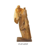Chinese Cypress Wood Carved Irregular Shape Happy Buddha Statue ws1004S