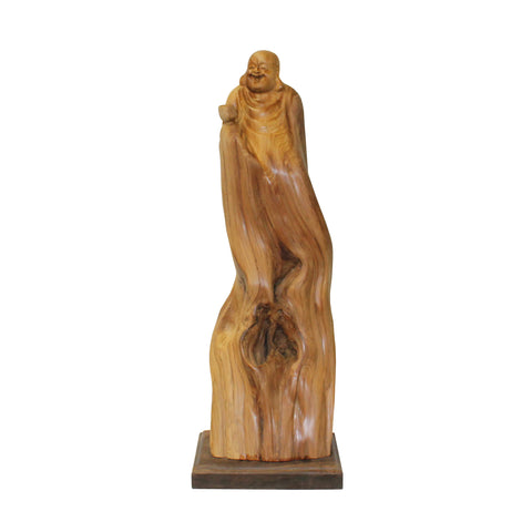 happy buddha - wooden buddha - zen buddha