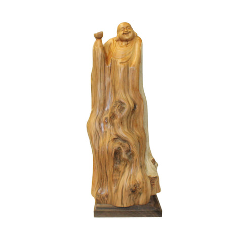 happy buddha - wooden buddha - zen buddha