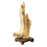 Chinese Cypress Wood Carved Irregular Shape Happy Buddha Statue ws1011S