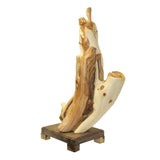 Chinese Cypress Wood Carved Irregular Shape Happy Buddha Statue ws1011S