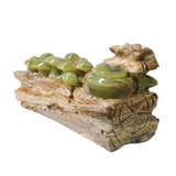 Natural Stone Carved Snail Mushroom on Wood Fengshui Display Figure ws1012S