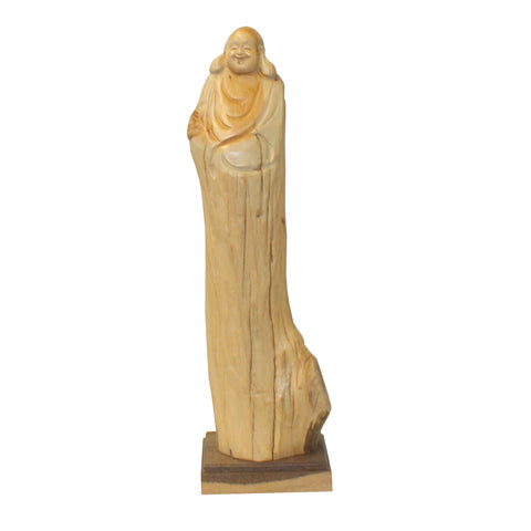 happy buddha - wooden buddha - zen buddha