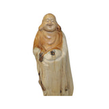 Chinese Cypress Wood Carved Irregular Shape Happy Buddha Statue ws1023S