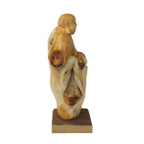 Chinese Cypress Wood Carved Irregular Shape Happy Buddha Statue ws1023S