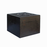 Chinese Brown Dimensional Relief Dragon Motif Square Storage Box Chest ws1048