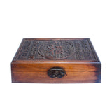 Chinese Brown Relief "Fok" Characters Motif Rectangular Storage Box Chest ws1049